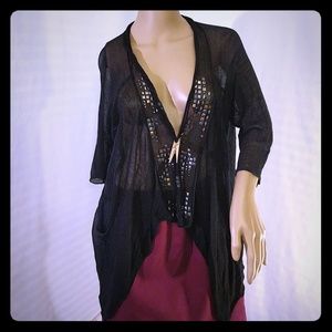 Free People knit drape cardigan Duster black M